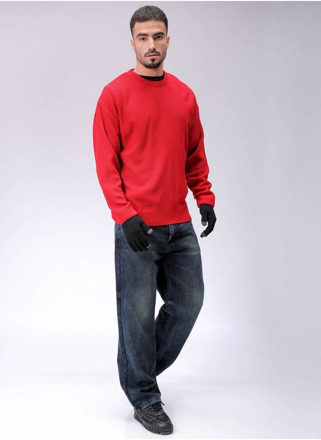 Men Oversized Solid Crew Neck Sweater