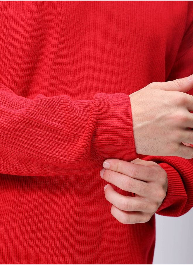 Men Oversized Solid Crew Neck Sweater