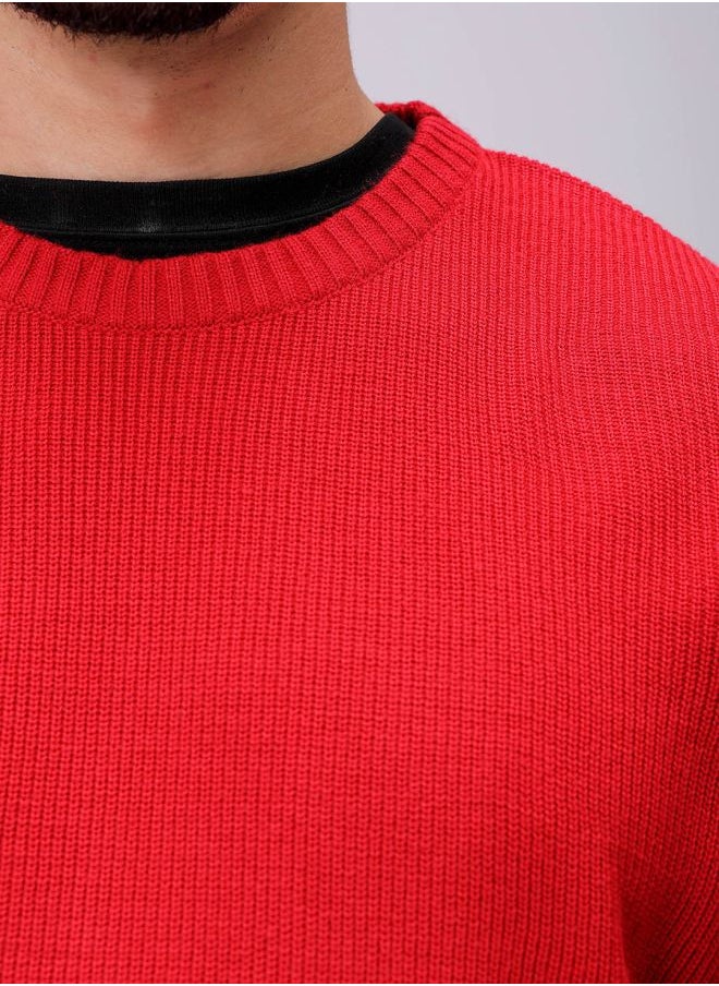Men Oversized Solid Crew Neck Sweater