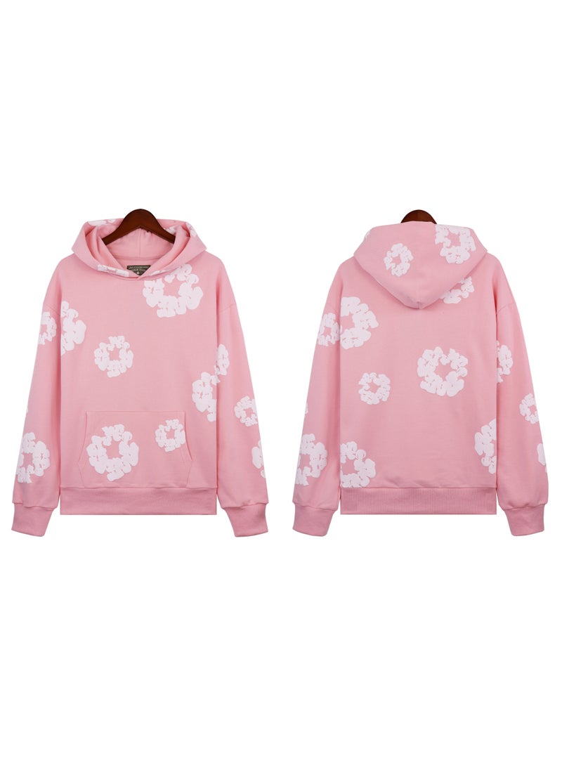 2024 Autumn New Main Line Foam Printing Sweatshirt American Style Hooded Sweatshirt Real Stock Available 5640 powder