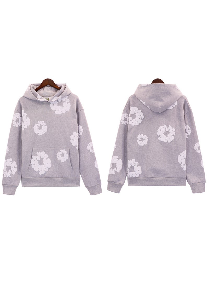 2024 Autumn New Main Line Foam Printing Sweatshirt American Style Hooded Sweatshirt Real Stock Available 8155 powder