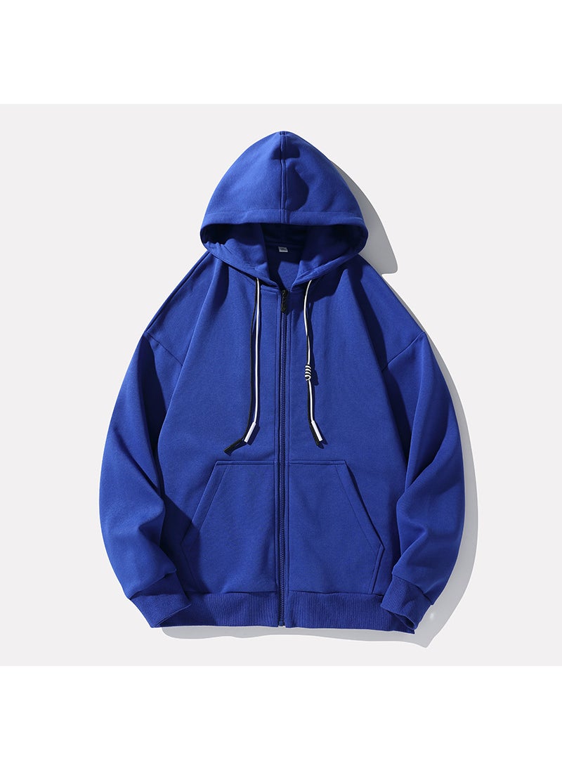 NASA Couple Hooded Sweatshirt Mens Trendy Brand Autumn New Style Japanese Version Trendy Flow Beginning Zip-Up Base Layer Top J Blue