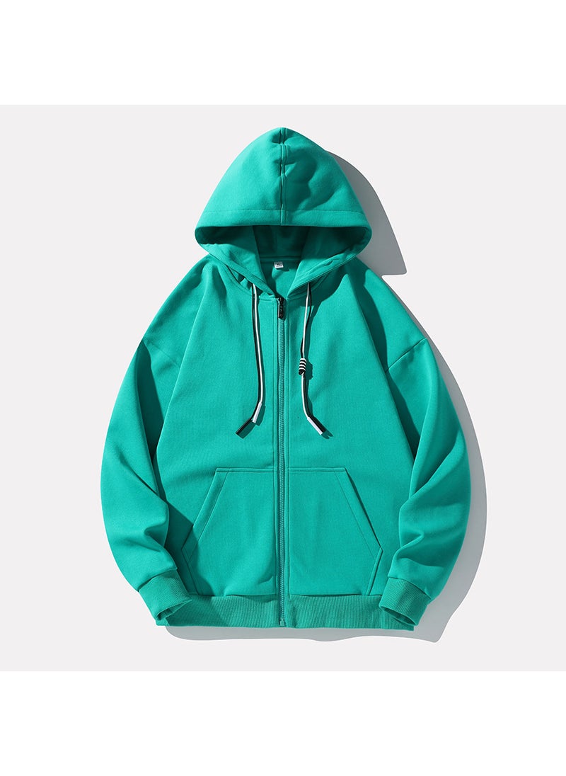 NASA Couple Hooded Sweatshirt Mens Trendy Brand Autumn New Style Japanese Version Trendy Flow Beginning Zip-Up Base Layer Top J Green