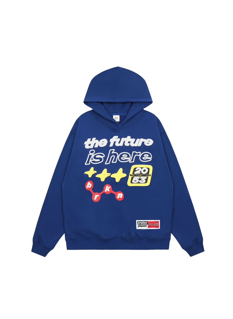 BP Letter Print Casual Hoodie Unisex H226 color blue top