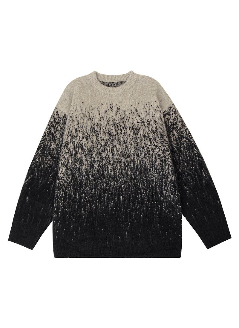 Guangzhou Clothing Original American Style Gradient Fashion Sweater Jacquard Angora Jacket Loose Fit For Men And Women Casual Sc Apricot