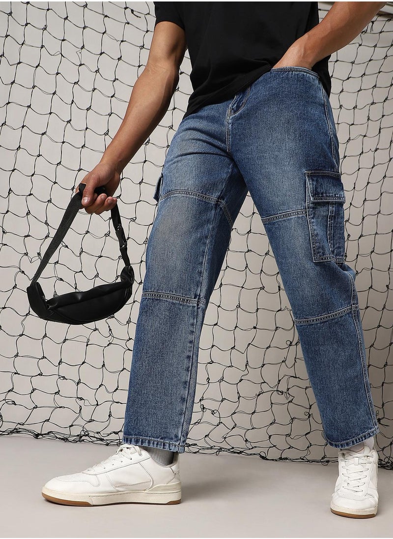 Men's Indigo 100% Cotton Solid Jeans