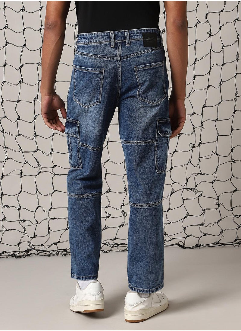 Men's Indigo 100% Cotton Solid Jeans