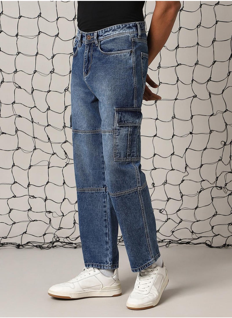 Men's Indigo 100% Cotton Solid Jeans