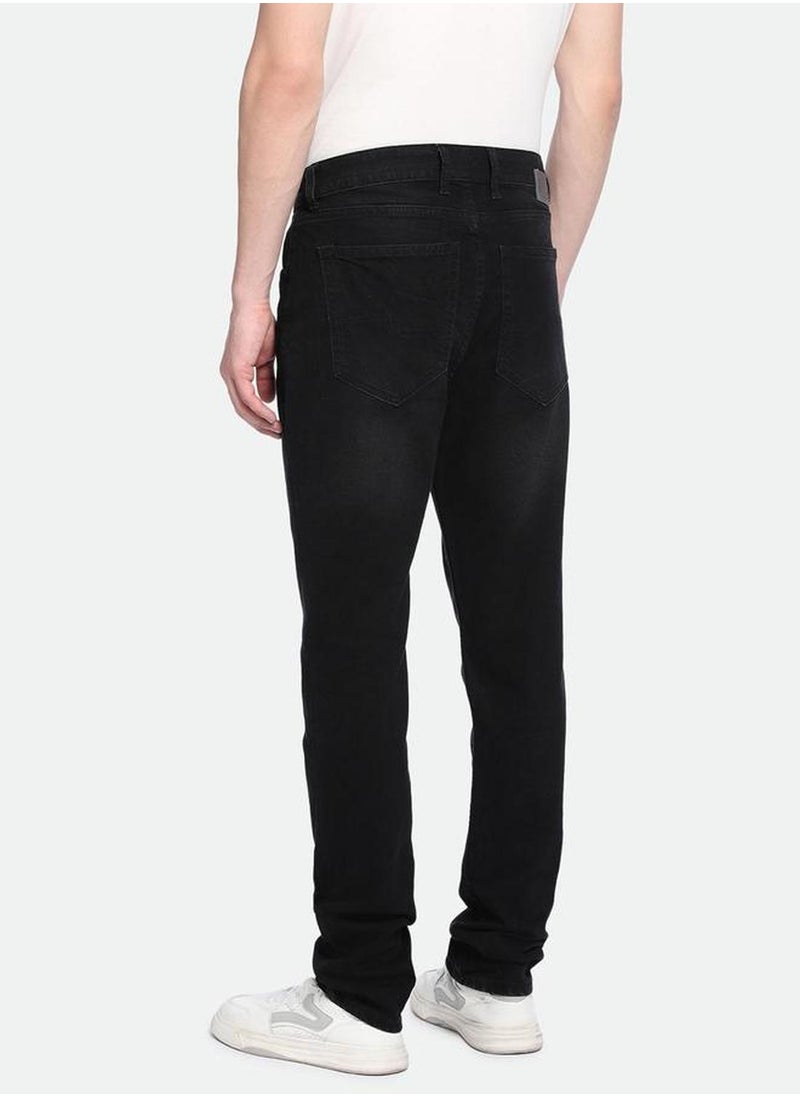 Men's Black 100% Cotton Solid Full Length Slim Fit Jeans