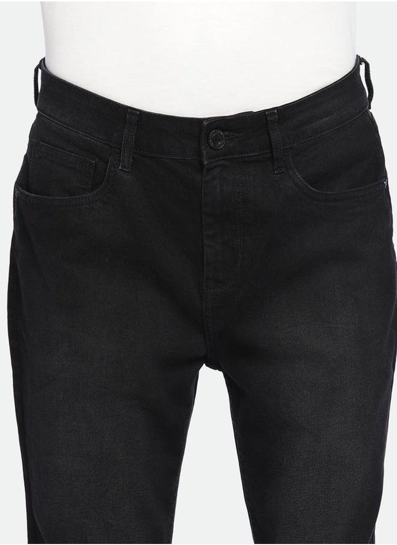 Men's Black 100% Cotton Solid Full Length Slim Fit Jeans