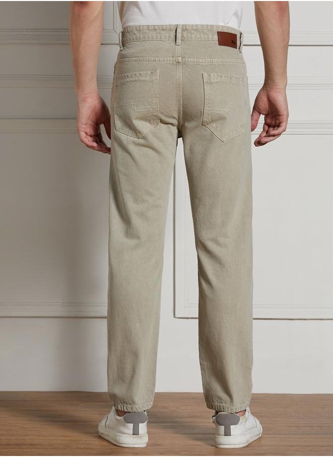 Men's Khaki Relaxed Fit Jeans - Effortless Everyday Style