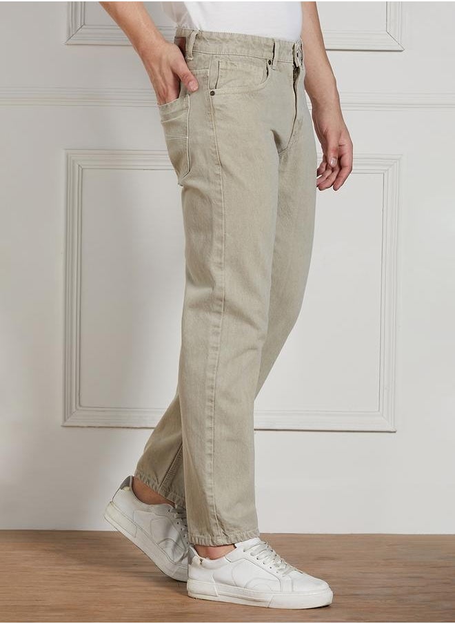 Men's Khaki Relaxed Fit Jeans - Effortless Everyday Style