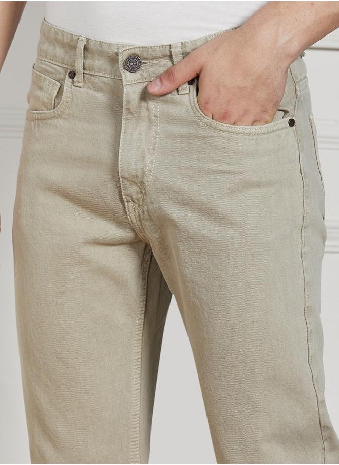 Men's Khaki Relaxed Fit Jeans - Effortless Everyday Style