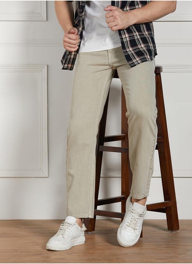 Men's Khaki Relaxed Fit Jeans - Effortless Everyday Style