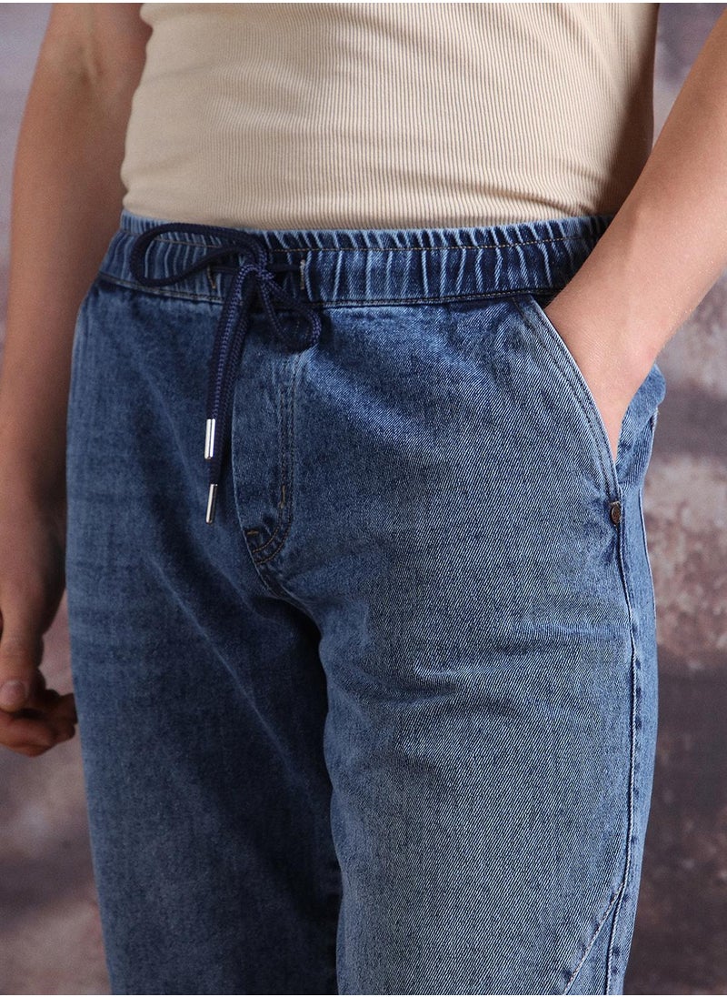 Men Pure Cotton Comfort Relaxed Fit Mid-Rise Jogger Jeans