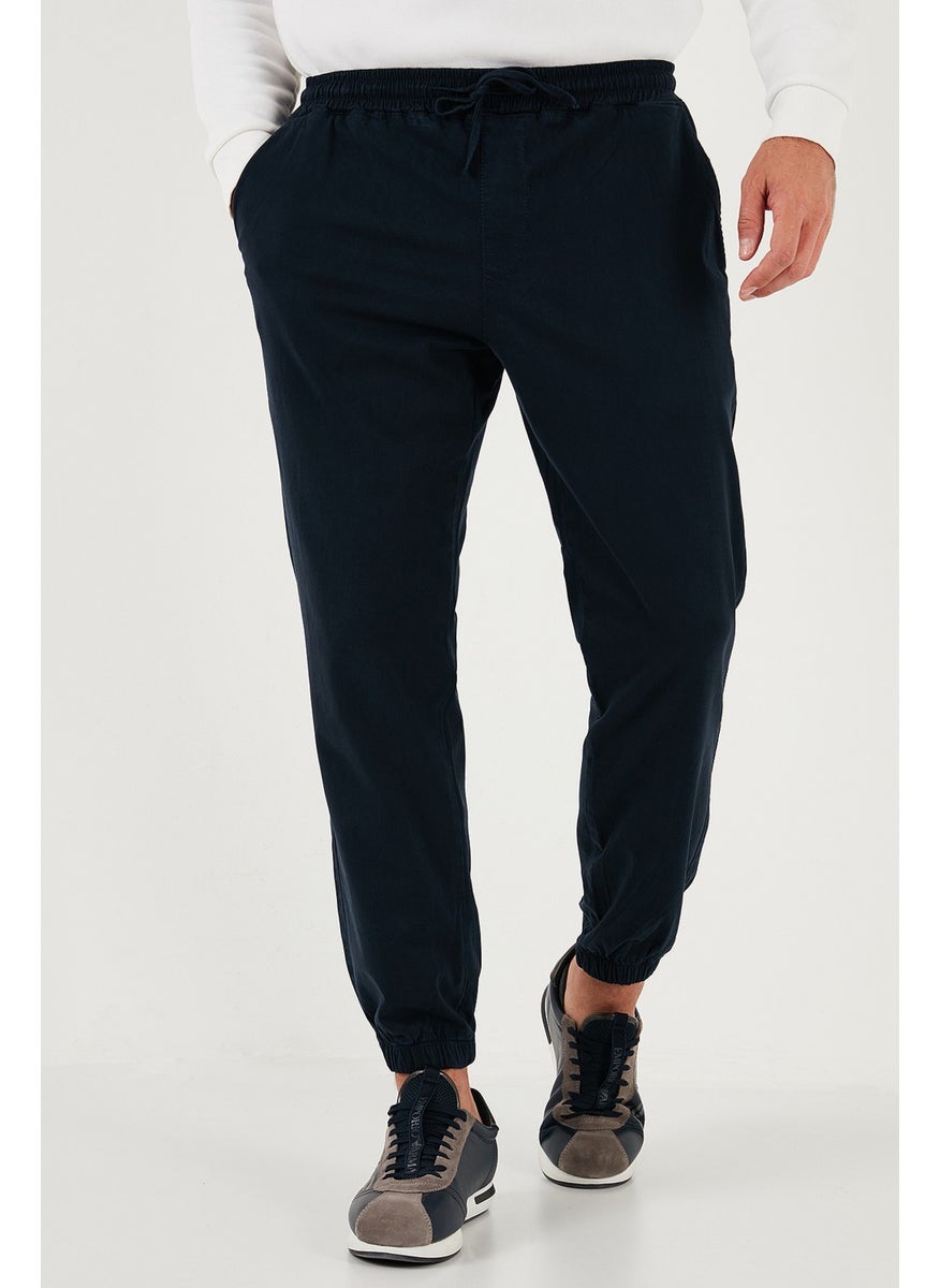 Stretch Cotton Regular Fit Elastic Leg Jogger Pants Men's Trousers 674004