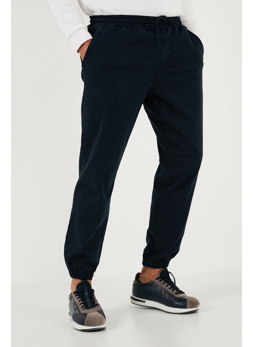 Stretch Cotton Regular Fit Elastic Leg Jogger Pants Men's Trousers 674004