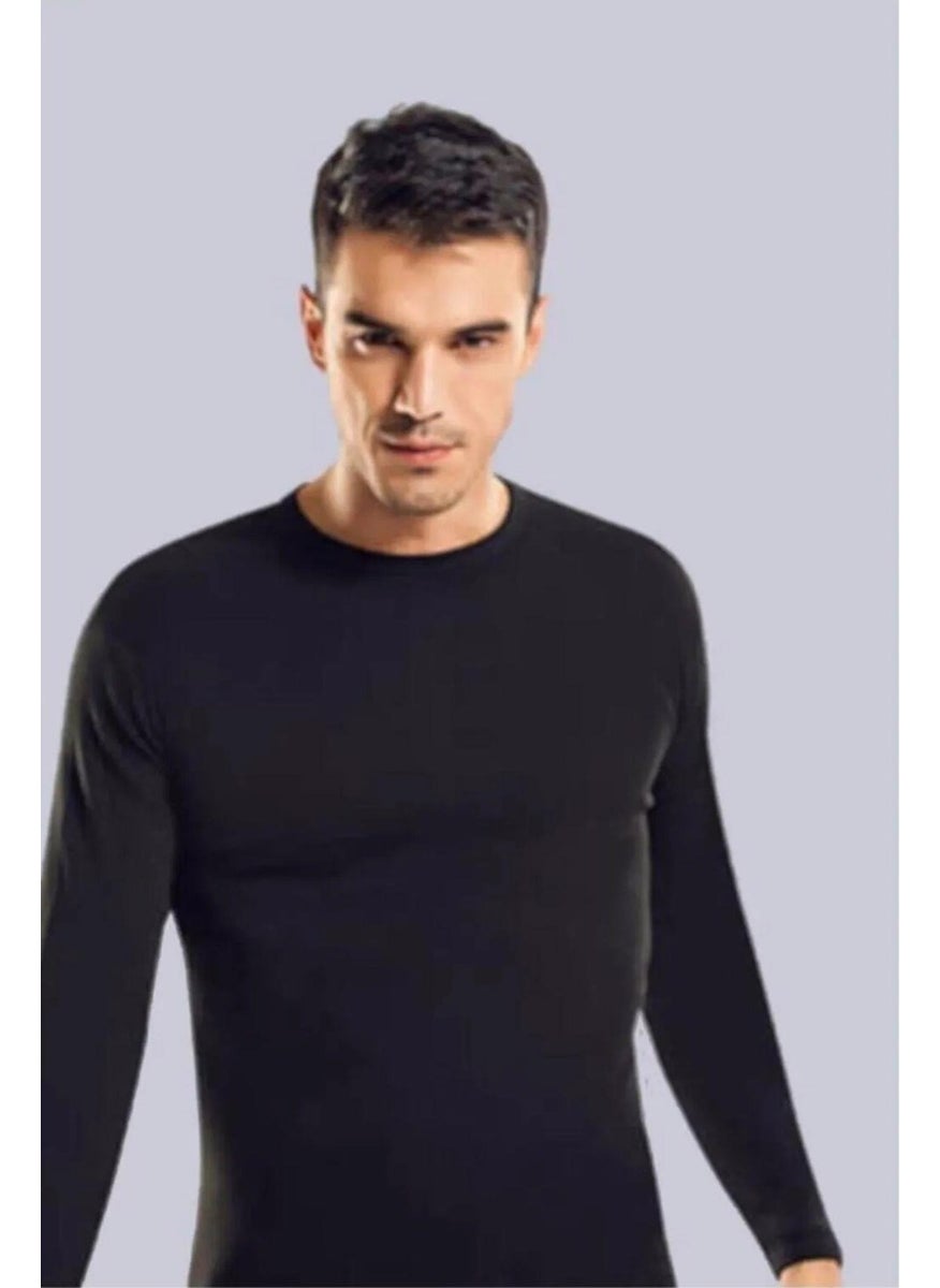 Men's Crew Neck Lycra Long Sleeve Undershirt Undershirt 1302 - 3 Pieces