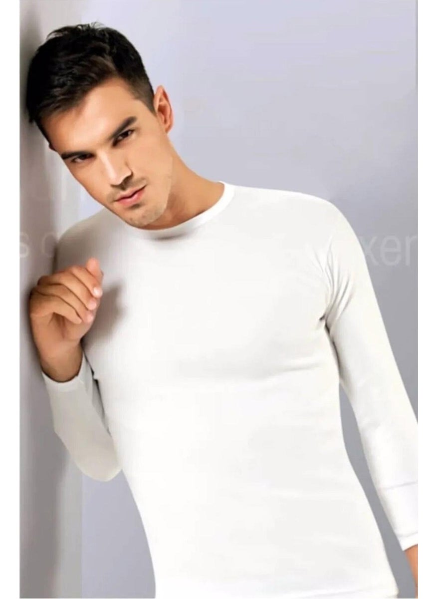 Men's Crew Neck Lycra Long Sleeve Undershirt Undershirt 1302 - 3 Pieces