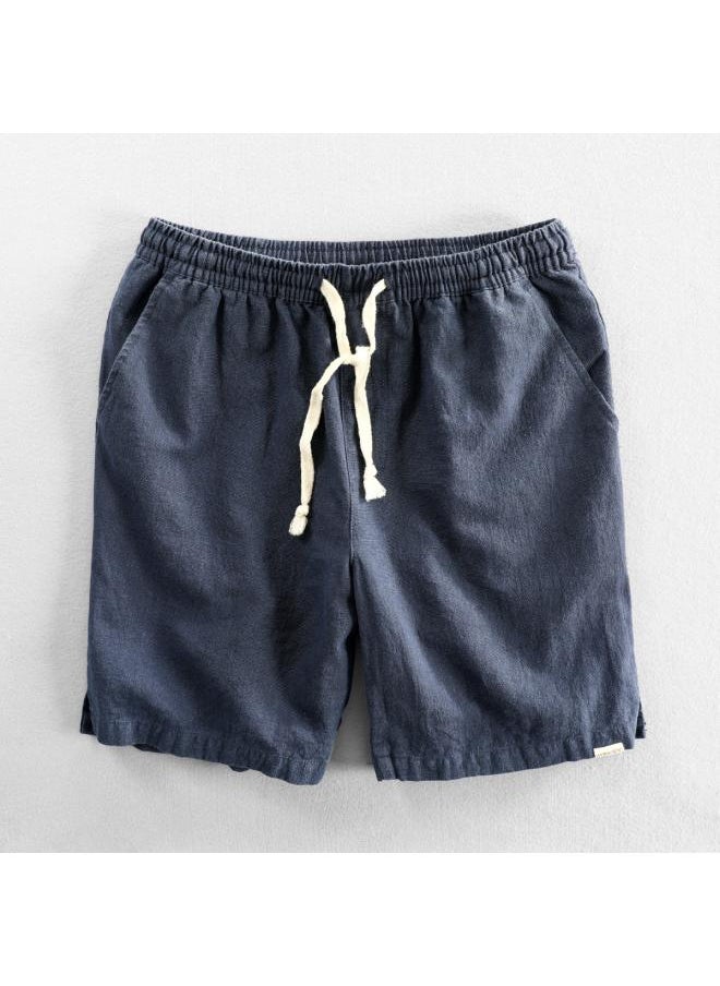 Summer Shorts Beach Pants Linen Loose Casual Elastic Band Pants Youth Men's Pants-siyuan