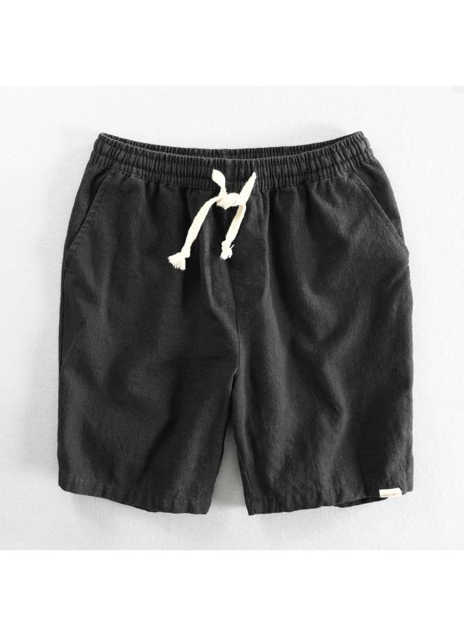 Summer Shorts Beach Pants Linen Loose Casual Elastic Band Pants Youth Men's Pants-siyuan