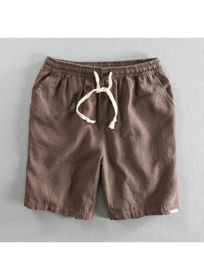 Summer Shorts Beach Pants Linen Loose Casual Elastic Band Pants Youth Men's Pants-siyuan