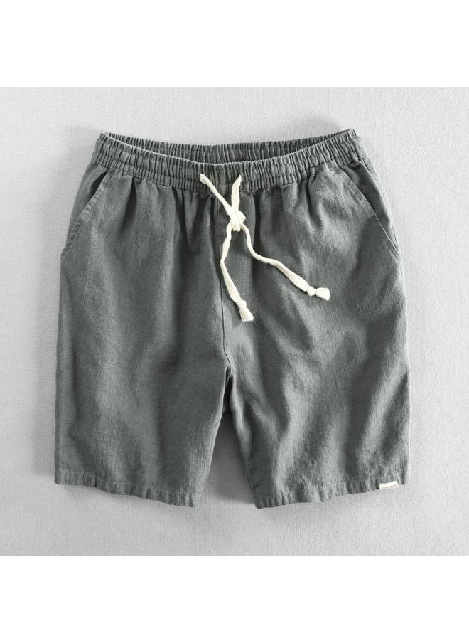 Summer Shorts Beach Pants Linen Loose Casual Elastic Band Pants Youth Men's Pants-siyuan
