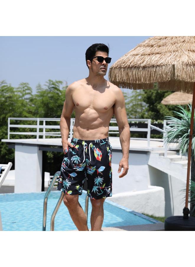 New Summer Beach Pants European And American Printed Beach Pants Men's Casual Shorts Loose Shorts D2207