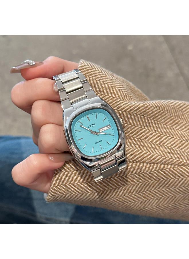 Gedi Simple New Retro Fashion Round Square Steel Belt Quartz Watch Women's Casual Women's Watch With Calendar