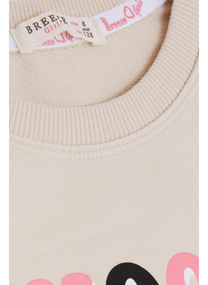 Girl's Tunic Happiness Themed Text Printed 8-12 Years, Beige