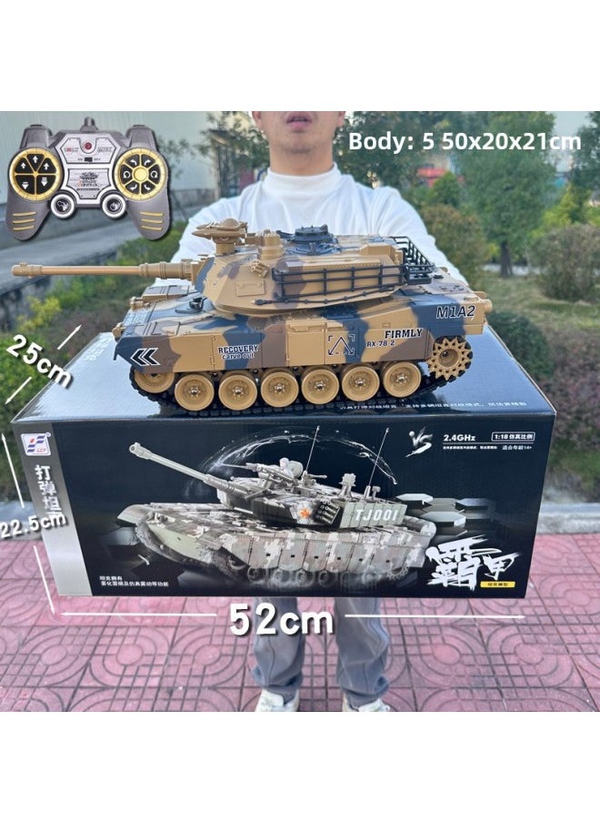 Remote Control Tank Toy 2.4G Cannon Launching Metal Crawler Charging Electric Simulation Battle Off-road Vehicle Model-Color:【789-1】american M1a2