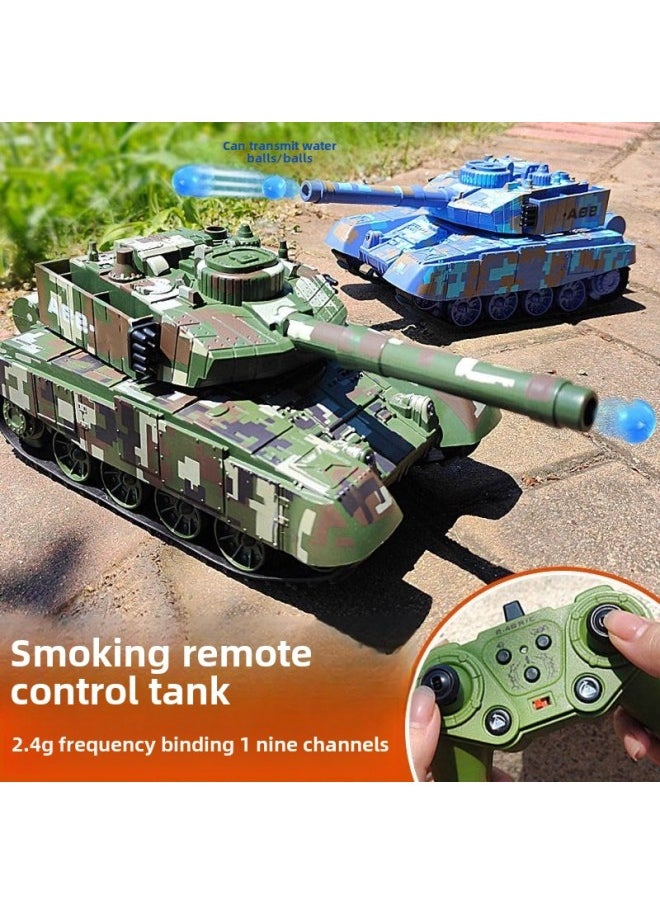 Tracked Remote Control Tank Cannon Launcher Simulation Children Boys Battle Armored Spray Toy Car-Color: 5-way Remote Control Tank  + Light And Sound Effects