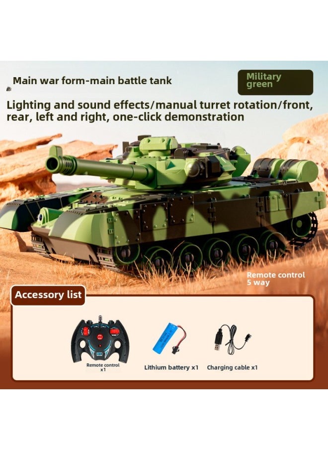 Tracked Remote Control Tank Cannon Launcher Simulation Children Boys Battle Armored Spray Toy Car-Color: 5-way Remote Control Tank  + Light And Sound Effects