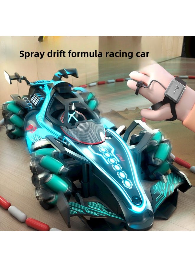 F1 Equation Remote Control Stunt Racing Four-wheel Drive Light Spray Gesture Induction Children's Stunt Drift Toy Car-Color:F1 Stunt Remote Control Car  Handle Remote Control + Gesture-Specifications:Standard Single Set Of Lithium Batteries