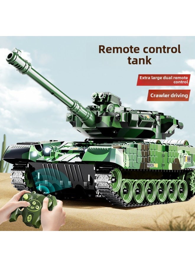 Children's Remote Control Car Tank Big Toy Armored Crawler Model Car Can Fire Electric Car Boy Birthday Gift-Color:Five-way Ordinary Wheel Desert Yellow 3 Lithium Battery