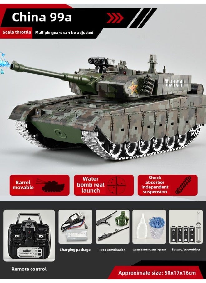 Large 99 Type Remote Control Tank Toy Professional Boy Electric Children Alloy Model Car Adult Tiger T90-Color:Alloy Crawler Hub⭐Type 99/medium/proportional Throttle/independent Shock Absorber/storage Transmission/barrel Telescopic Up, Down, Left And Right Movable-Specifications:Official Standard