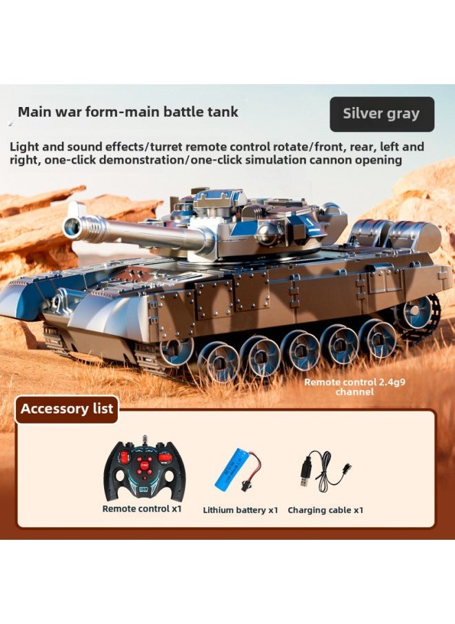 Tracked Remote Control Tank Cannon Launcher Simulation Children Boys Battle Armored Spray Toy Car-Color: 9-way Remote Control Tank  + Light And Sound Effects