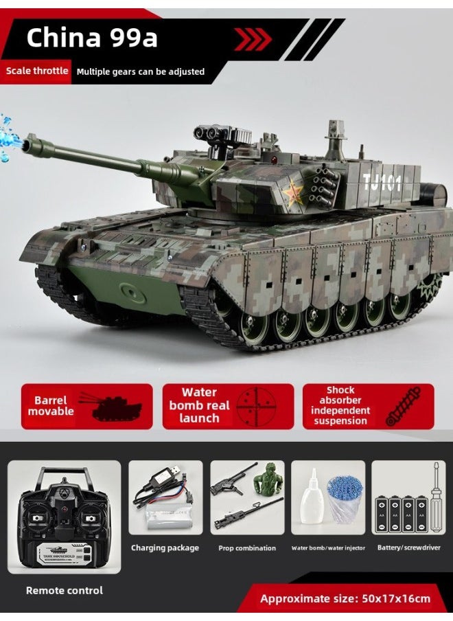 Large 99 Type Remote Control Tank Toy Professional Boy Electric Children Alloy Model Car Adult Tiger T90-Color:1:18 -Specifications:Three Sets Of 7.4v Lithium Batteries
