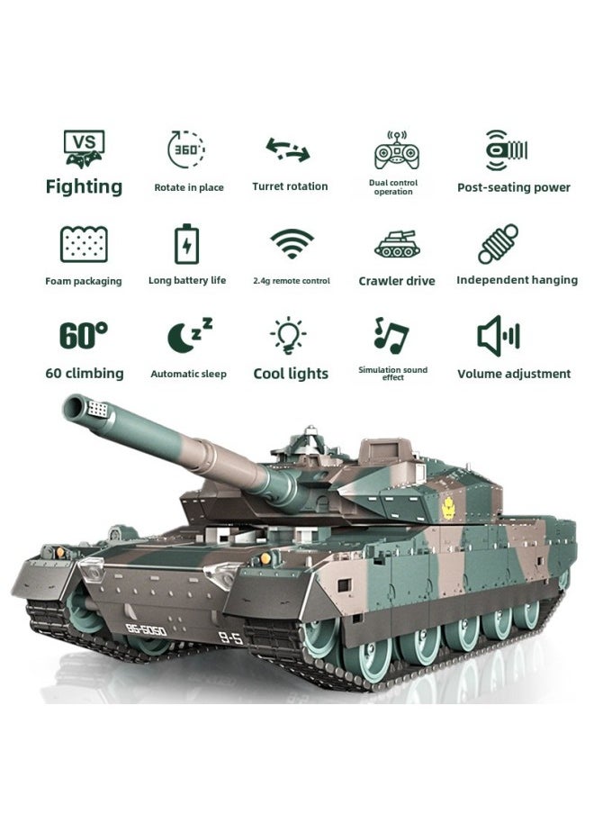 Explosions Remote Control Tank Charging Battle Tank Toy Remote Control Car Car Tank Boy Toy Wholesale-Color:Tk24-2 Camouflage Green English Color Box Model