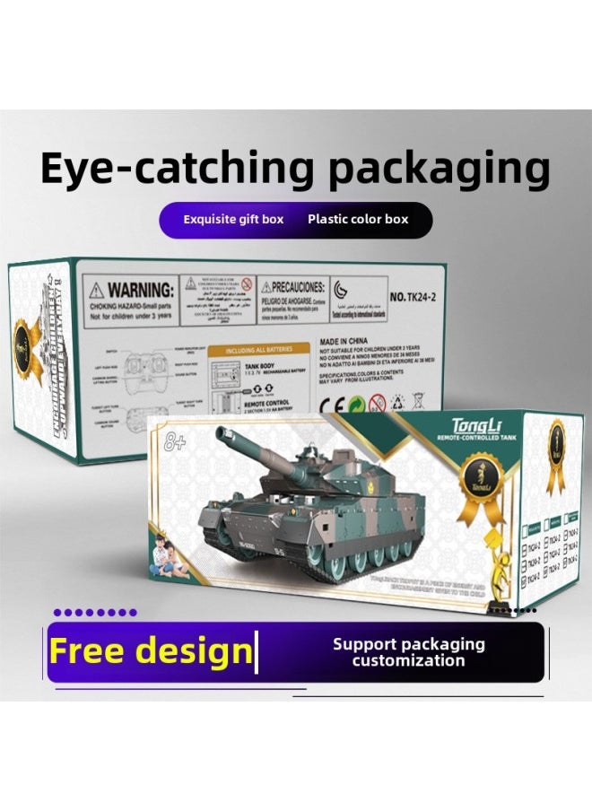 Explosions Remote Control Tank Charging Battle Tank Toy Remote Control Car Car Tank Boy Toy Wholesale-Color:Tk24-2 Camouflage Green English Color Box Model