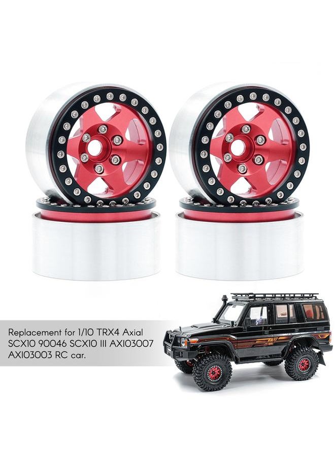 Aluminum Alloy Wheel Rim Beadlock Wheel Rims Hub 4pcs Replacement for 1/10 TRX4 Axial SCX10 90046 SCX10 III AXI03007 AXI03003 RC Car