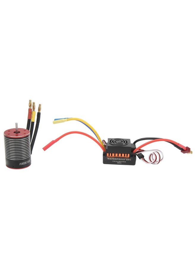 3600KV Brushless Motor 60A ESC Combo High Torsion Waterproof Dustproof Brushless Motor ESC Set for 1/10 for 1/12 for 1/16 RC