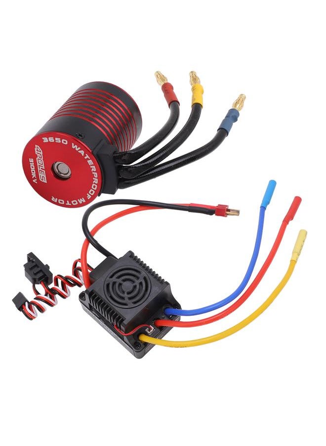 GTSKYTENRC 3650 Brushless Motor 60A ESC Combo Long Wire T Plug Aluminum Alloy Red Black for 1/10 RC Car 3100KV
