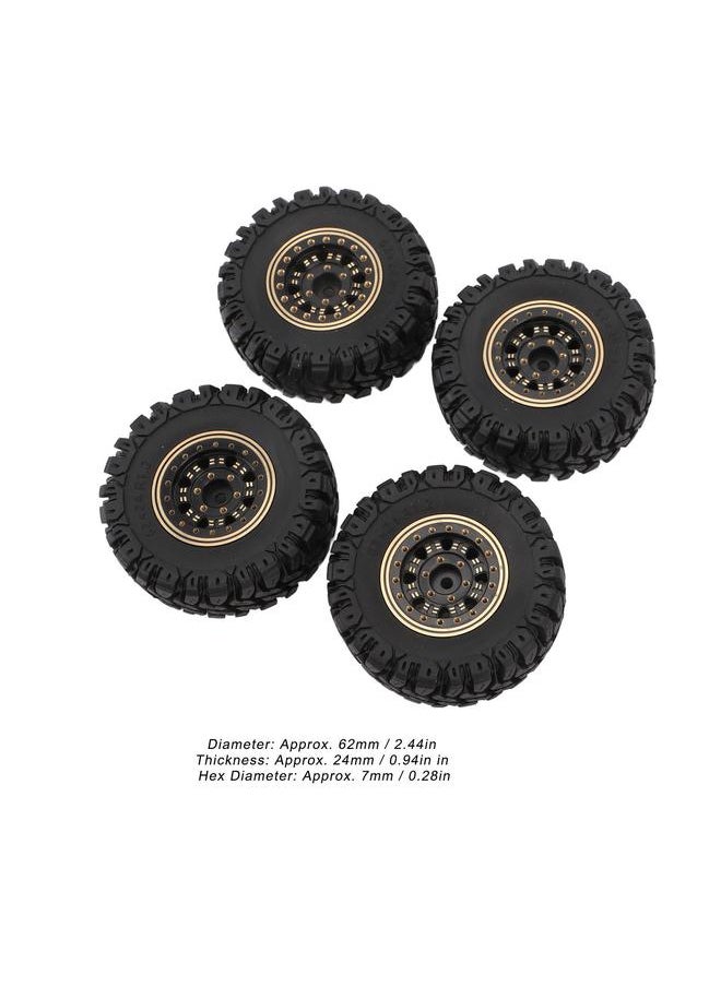 4PCS Remote Control Car Tire 1.2 Inch Brass Hub Rubber RC Car Tire Replacement for Traxxas 1/18