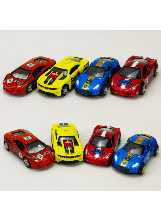 Children's Pullback Alloy Car Simulation Police Car Model Boy School Bus Baby Sliding Racing Car Fall-resistant Toy Suit-Color:818 Engineering Series ]