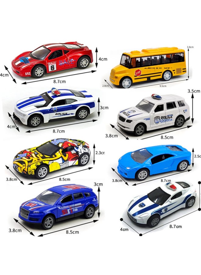 Children's Pullback Alloy Car Simulation Police Car Model Boy School Bus Baby Sliding Racing Car Fall-resistant Toy Suit-Color:Bus ]