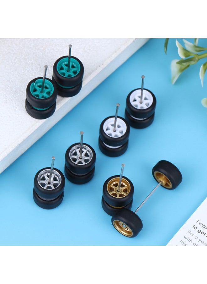 Hot Sale 1:64 Basic Alloy Car Model Modified Wheel Hub Remote Control Car Modified Rubber Tire-Color:Silver Ten Claws
