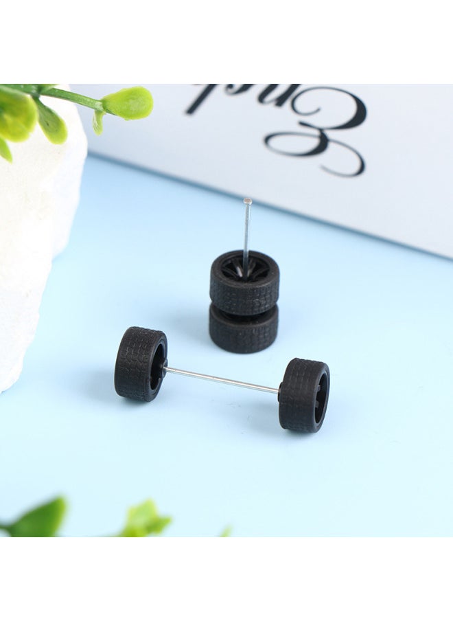 Hot Sale 1:64 Basic Alloy Car Model Modified Wheel Hub Remote Control Car Modified Rubber Tire-Color:Black Seven Claws