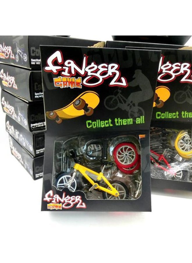 Supply Mini Alloy Finger Bicycle Toy Mountain Bike Bicycle Model Finger Skateboard Scooter-Color:3# Yellow (color Box)