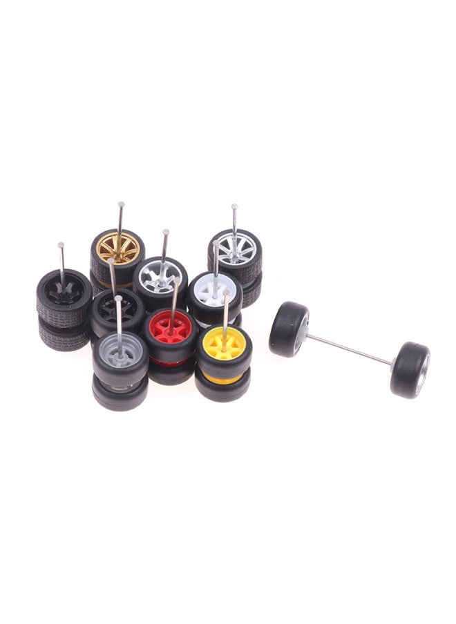 Hot Sale 1:64 Basic Alloy Car Model Modified Wheel Hub Remote Control Car Modified Rubber Tire-Color:Bronze Seven Claws